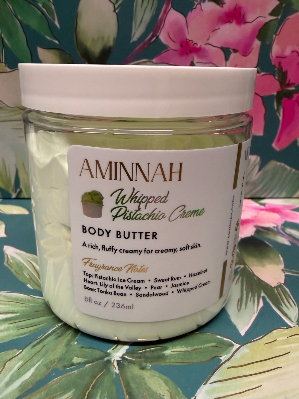 Aminnah Whipped Pistachio Creme Body Butter 8oz Rare Scent